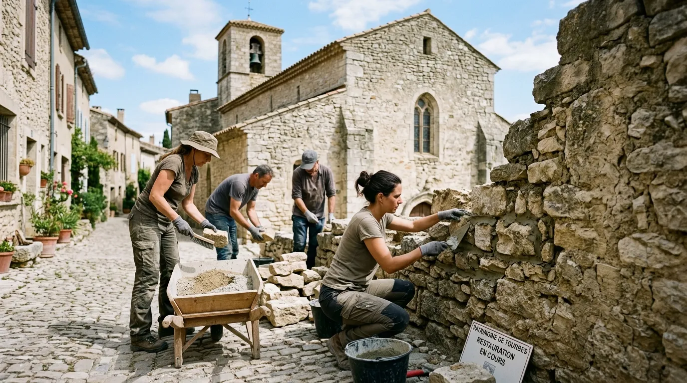Opération de relevé architectural et restauration de pierre sèche à Tourbes